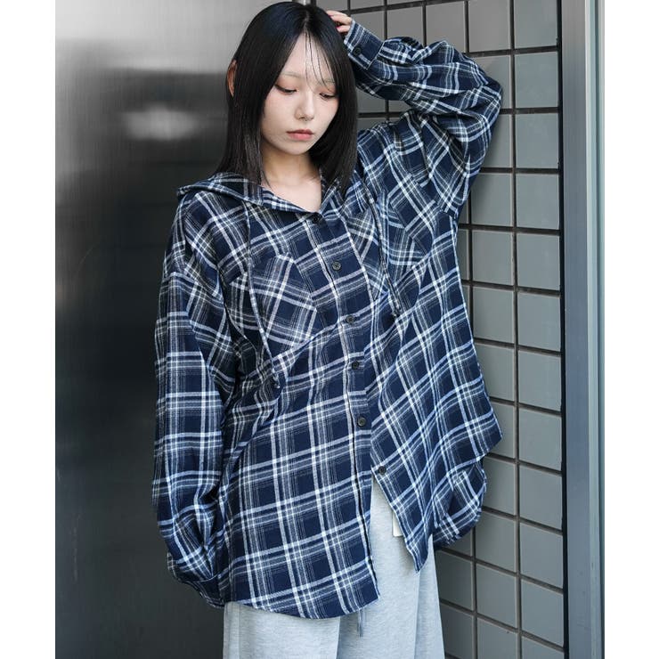 チェックフードBIGネルシャツ | WEGO【WOMEN】 | 詳細画像1 