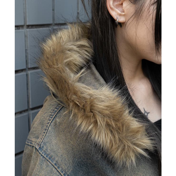 ファーフードデニムショートブルゾン | WEGO【WOMEN】 | 詳細画像4 