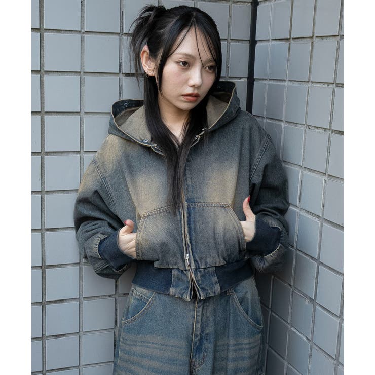 ファーフードデニムショートブルゾン | WEGO【WOMEN】 | 詳細画像13 