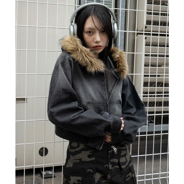 ファーフードデニムショートブルゾン | WEGO【WOMEN】 | 詳細画像15 