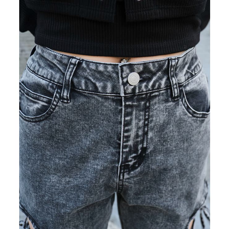 カットアウトリボンストレッチデニムフレアパンツ | WEGO【WOMEN】 | 詳細画像4 
