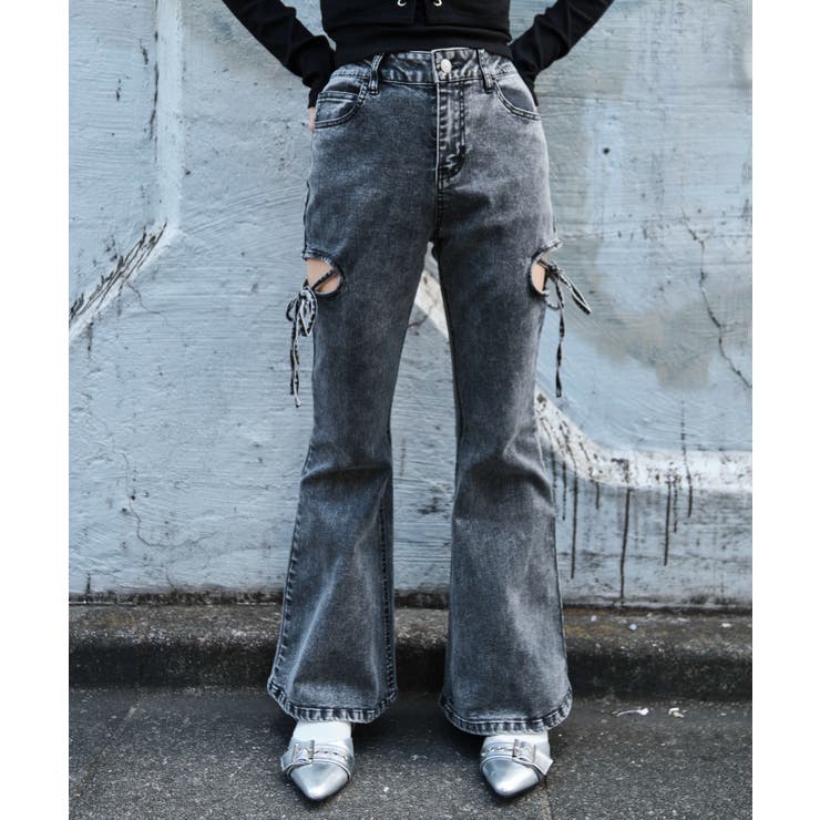 カットアウトリボンストレッチデニムフレアパンツ | WEGO【WOMEN】 | 詳細画像13 
