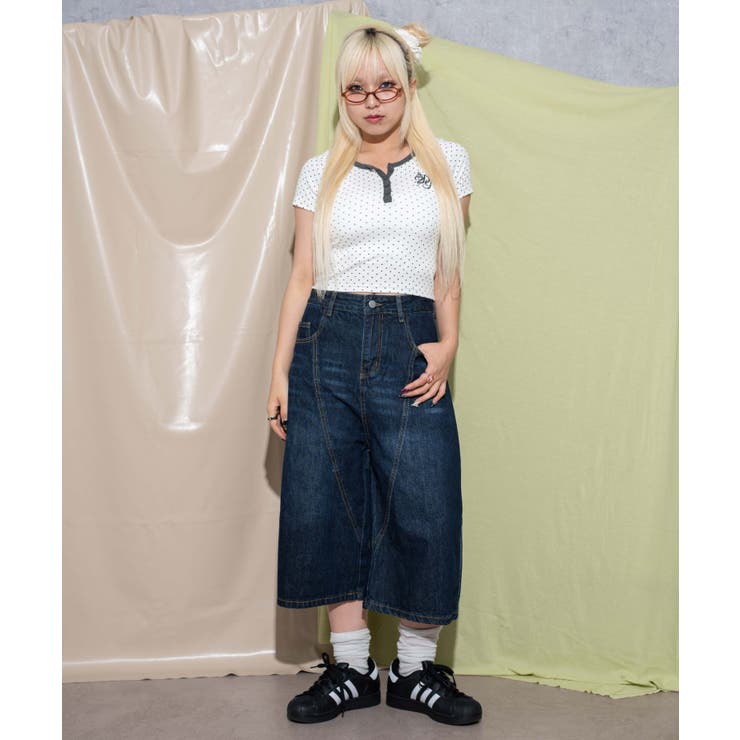 バック刺繍ロゴワイドハーフパンツ | WEGO【WOMEN】 | 詳細画像6 