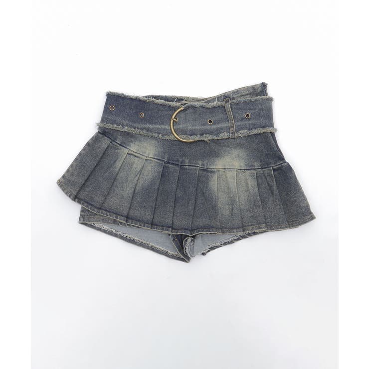 フリンジベルトプリーツデニムスカパン | WEGO【WOMEN】 | 詳細画像1 
