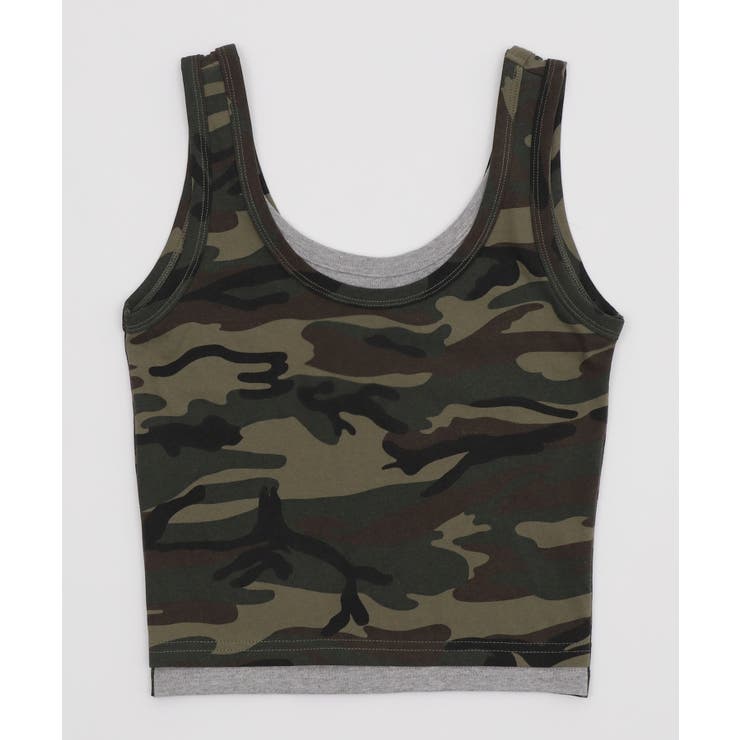 カーキ | レイヤードドッキングカモフラタンク | WEGO【WOMEN】