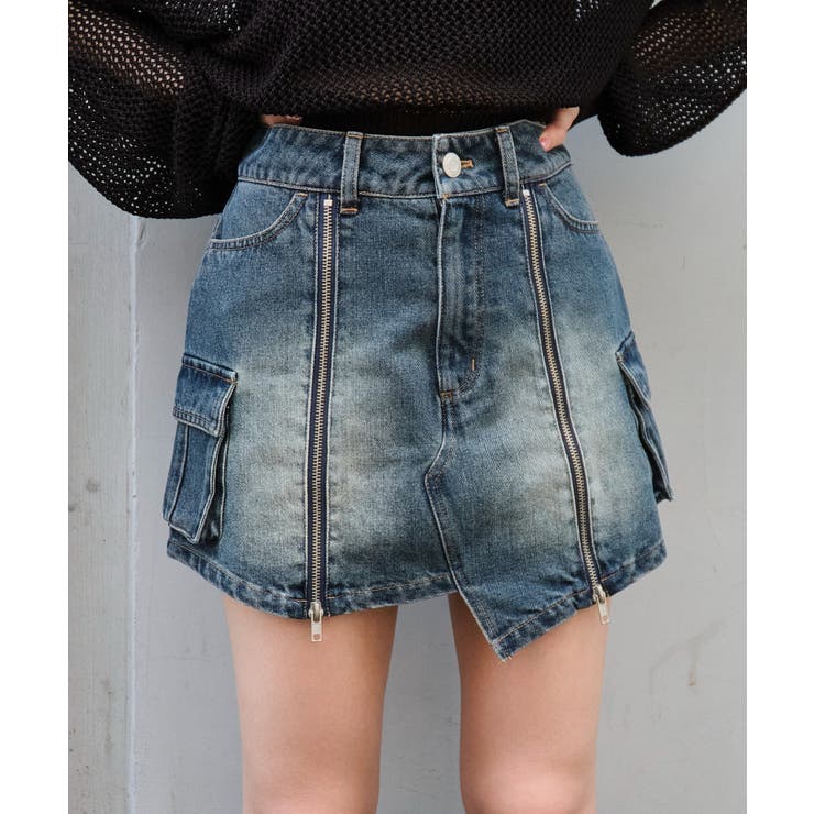 ジップカーゴデニムスカパン | WEGO【WOMEN】 | 詳細画像1 