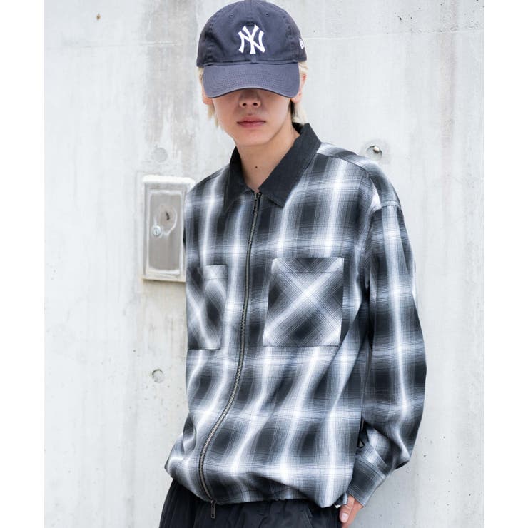メンズ オンブレチェック シャツジャケット オンブレチェックシャツジャケット[品番：WG010095819]｜WEGO