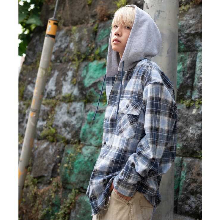 オンブレチェックフードネルシャツ(LS) | WEGO【MEN】 | 詳細画像8 