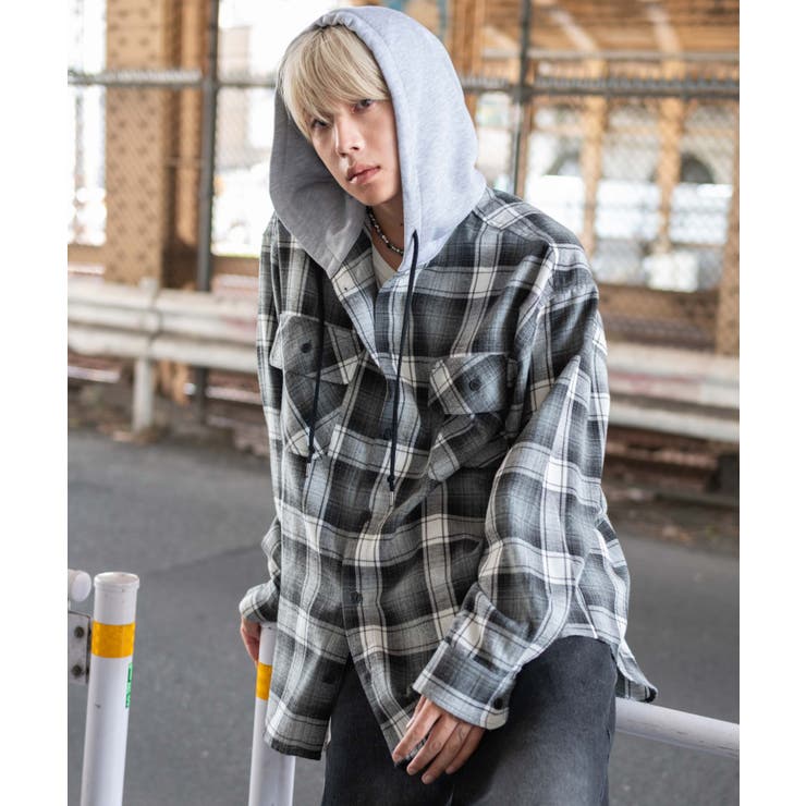オンブレチェックフードネルシャツ(LS) | WEGO【MEN】 | 詳細画像15 