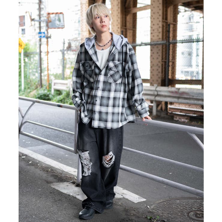 オンブレチェックフードネルシャツ(LS) | WEGO【MEN】 | 詳細画像18 