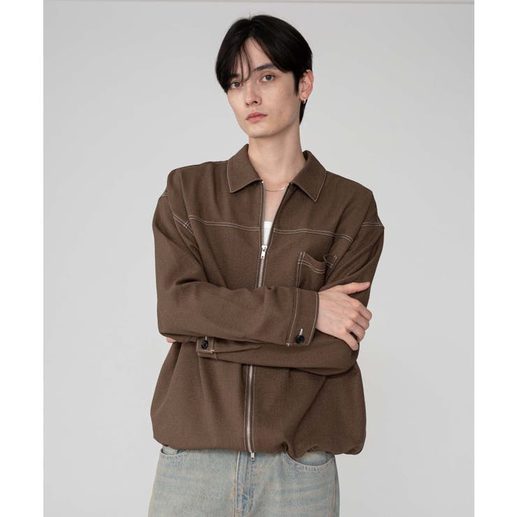 ブラウン | カラーステッチシャツジャケット | WEGO【MEN】