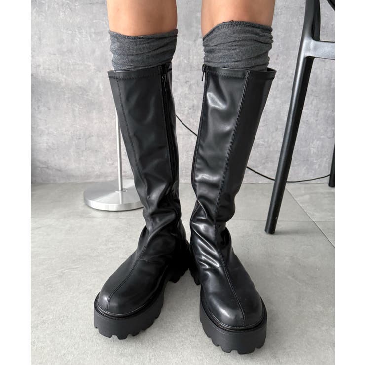 ブラック | プレーンロングブーツ | WEGO【WOMEN】