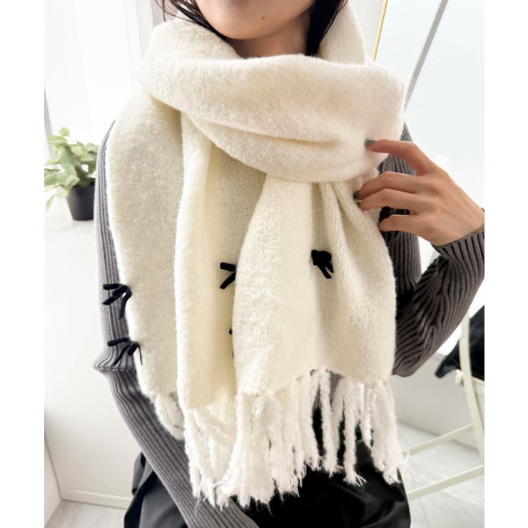 ホワイト | ベロアリボンニットストール | WEGO【MEN】