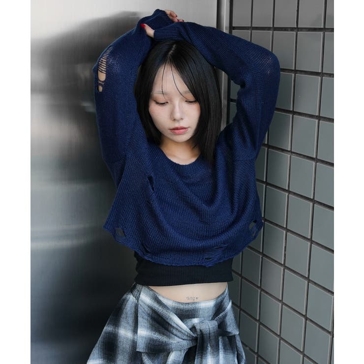 モヘアタッチダメージショートニット | WEGO【WOMEN】 | 詳細画像9 