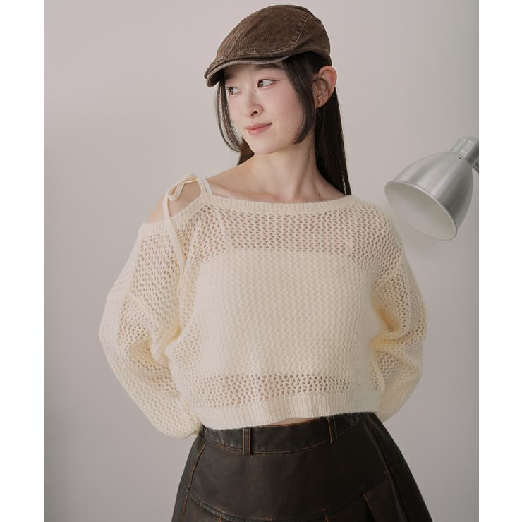 ホワイトアイボリー | モヘアタッチ2WAYワンショルニット | WEGO【WOMEN】