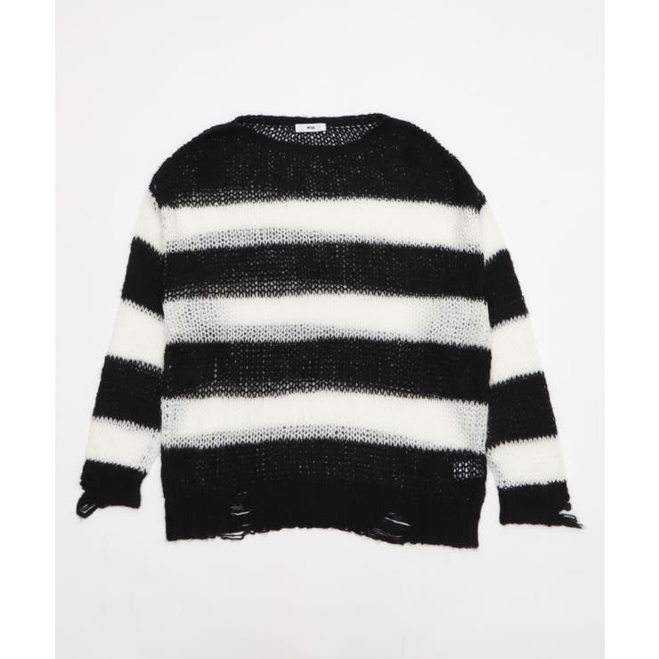 ホワイトボーダー | モヘアタッチボーダーBIGニット | WEGO【WOMEN】