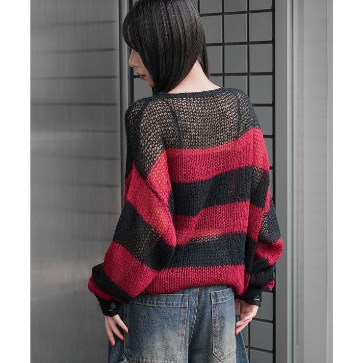 モヘアタッチボーダーBIGニット | WEGO【WOMEN】 | 詳細画像9 