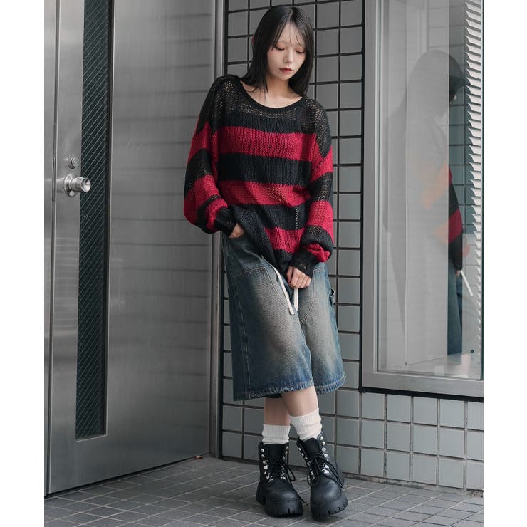 モヘアタッチボーダーBIGニット | WEGO【WOMEN】 | 詳細画像10 