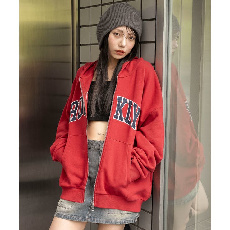 レッド | グラフィックBIGZIPパーカー | WEGO【WOMEN】