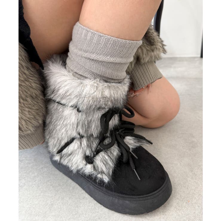 ボリュームファーレースアップFムートンブーツ[品番