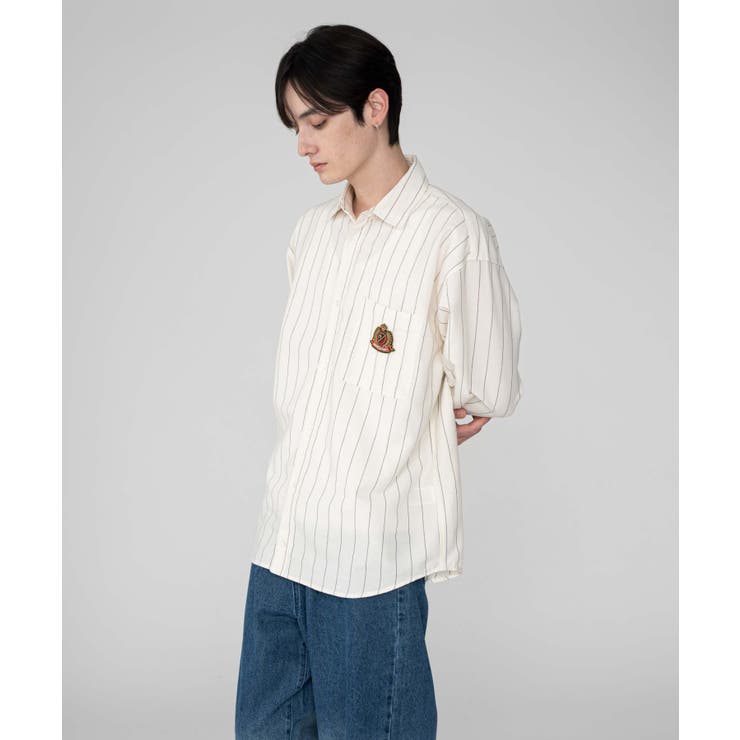 ホワイトストライプ | オックスフォードエンブレムシャツ(LS) | WEGO【MEN】