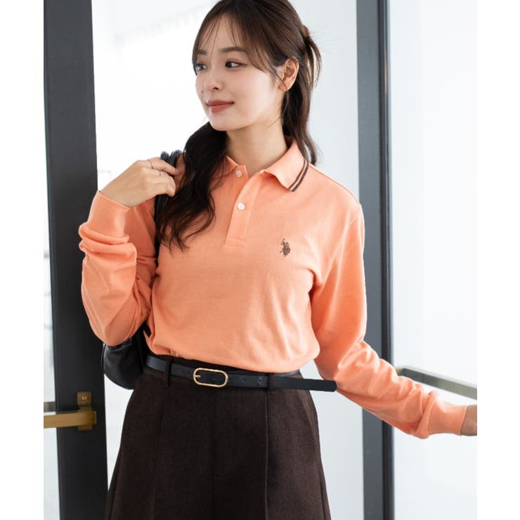 オレンジ | 別注USPOLOラインポロシャツ(LS) | WEGO【MEN】