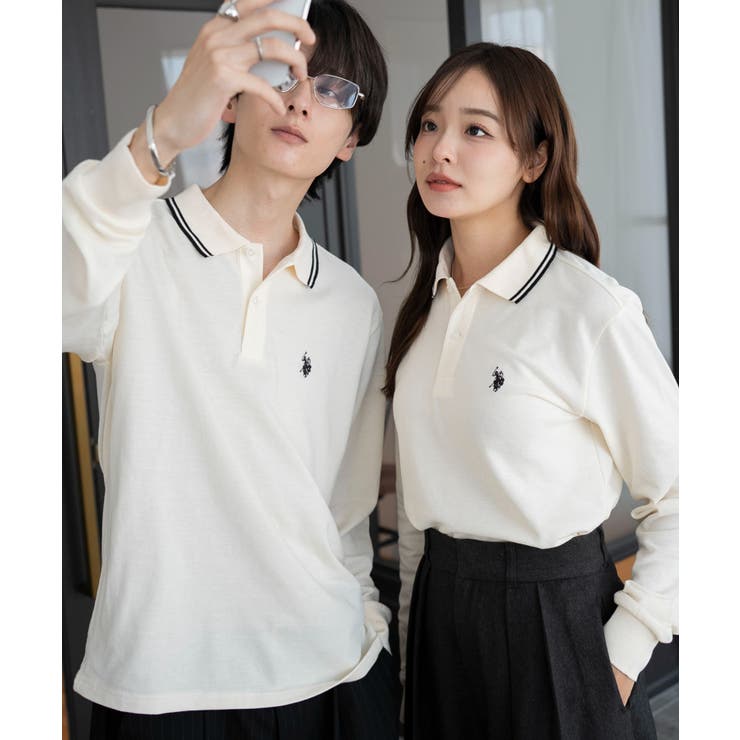 ホワイトアイボリー | 別注USPOLOラインポロシャツ(LS) | WEGO【MEN】