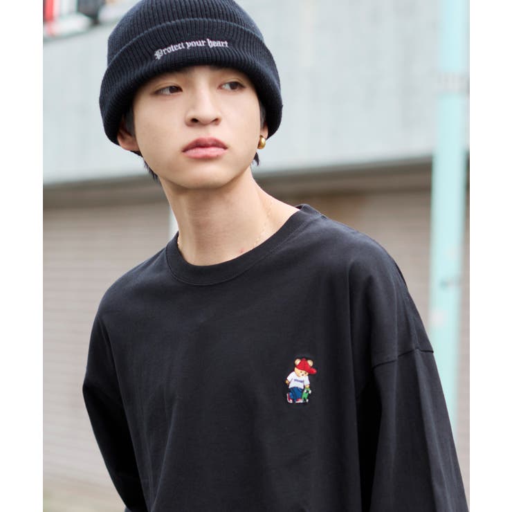 ブラック | 別注VISIONベアワンポイントT(LS) | WEGO【MEN】