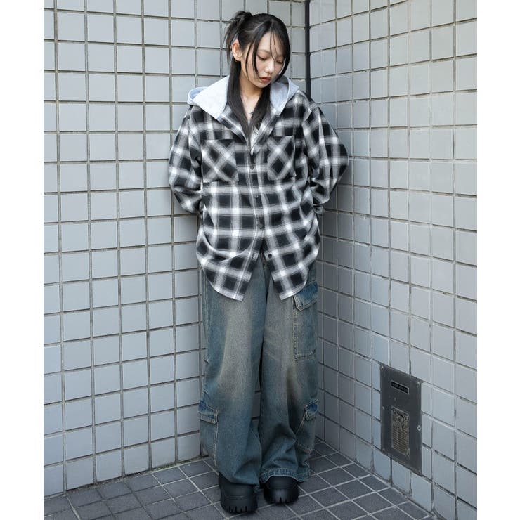 裏毛フードチェックシャツ | WEGO【WOMEN】 | 詳細画像3 