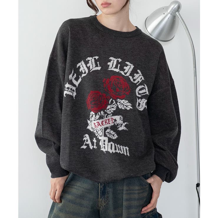 柄7 | グラフィックニットBIGプルオーバー | WEGO【WOMEN】