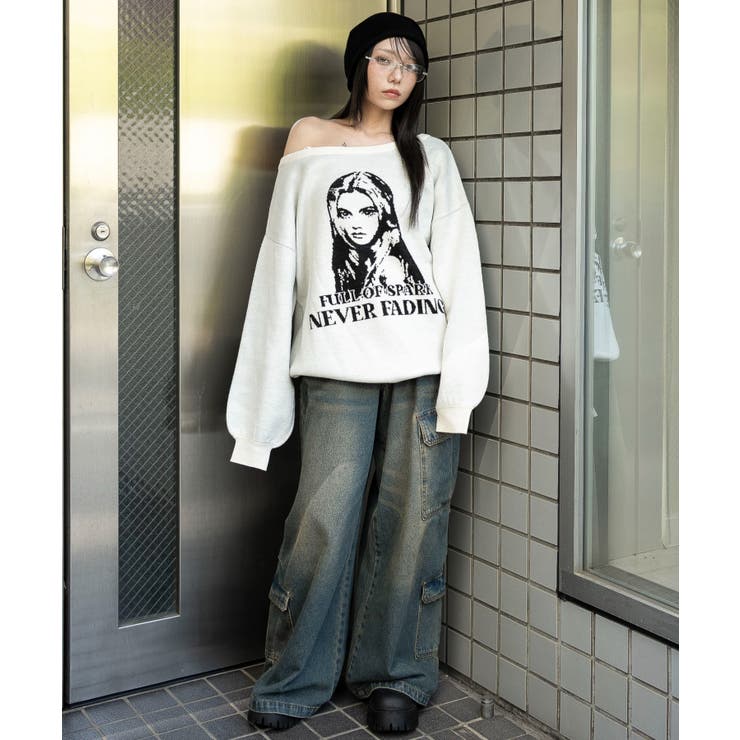 2WAYグラフィックワンショルBIGニット | WEGO【WOMEN】 | 詳細画像4 