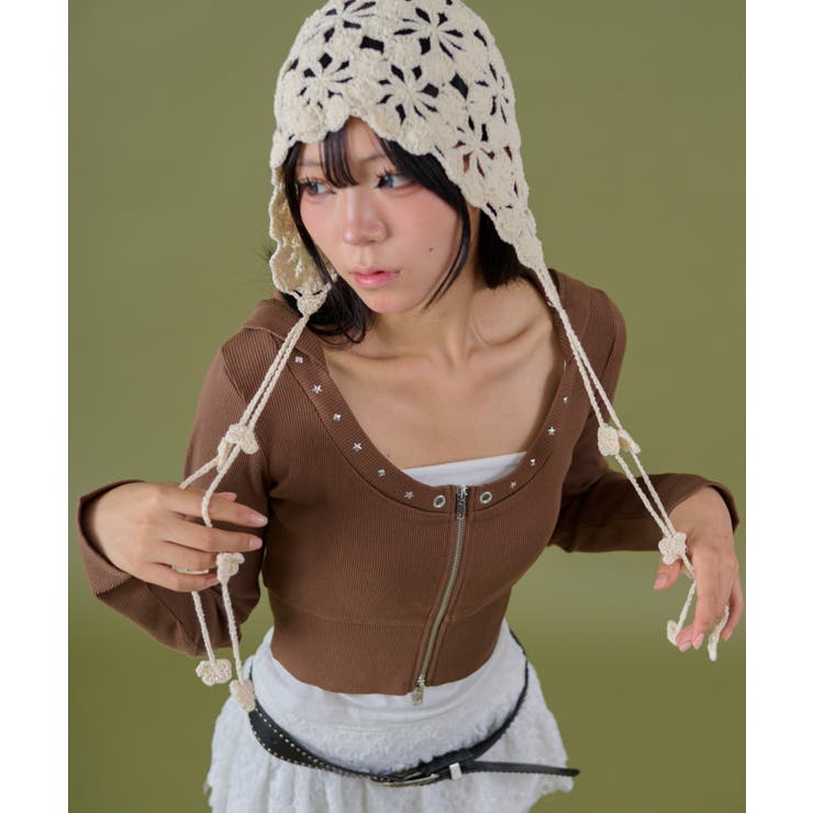 ネックラインスタッズZIPトップ | WEGO【WOMEN】 | 詳細画像1 