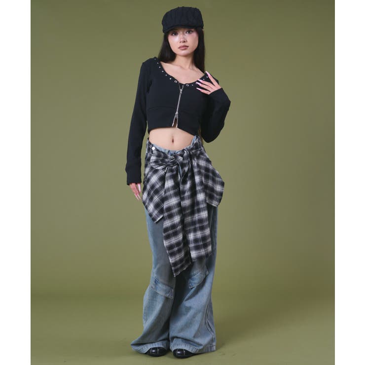 ネックラインスタッズZIPトップ | WEGO【WOMEN】 | 詳細画像3 