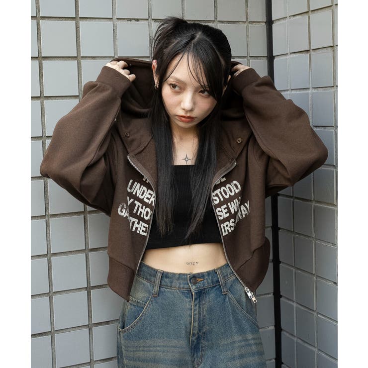 ファーフードショートZIPパーカー | WEGO【WOMEN】 | 詳細画像18 