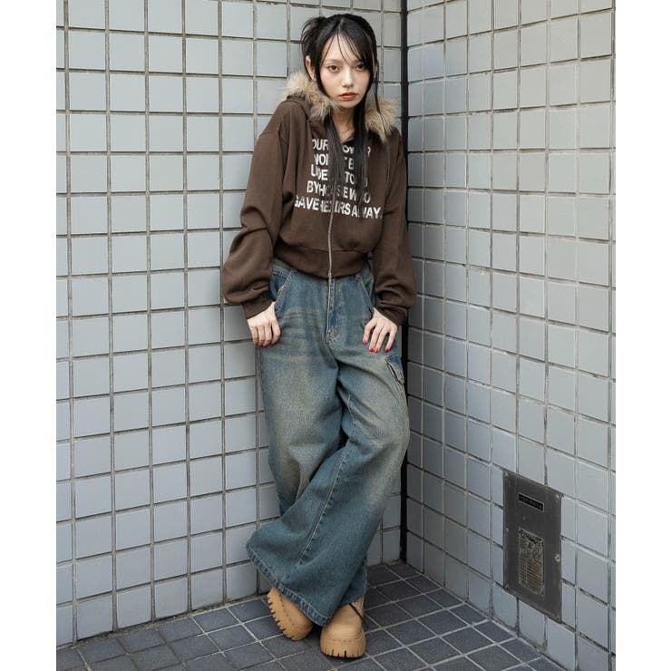 ファーフードショートZIPパーカー | WEGO【WOMEN】 | 詳細画像19 