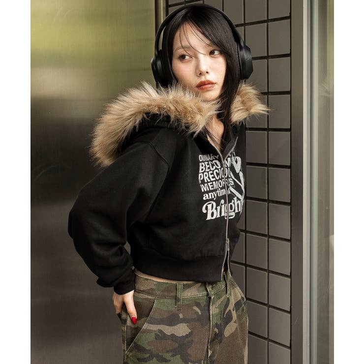 ファーフードショートZIPパーカー | WEGO【WOMEN】 | 詳細画像21 