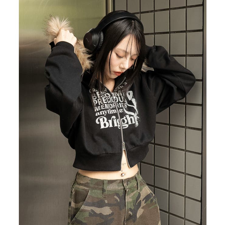 ファーフードショートZIPパーカー | WEGO【WOMEN】 | 詳細画像22 