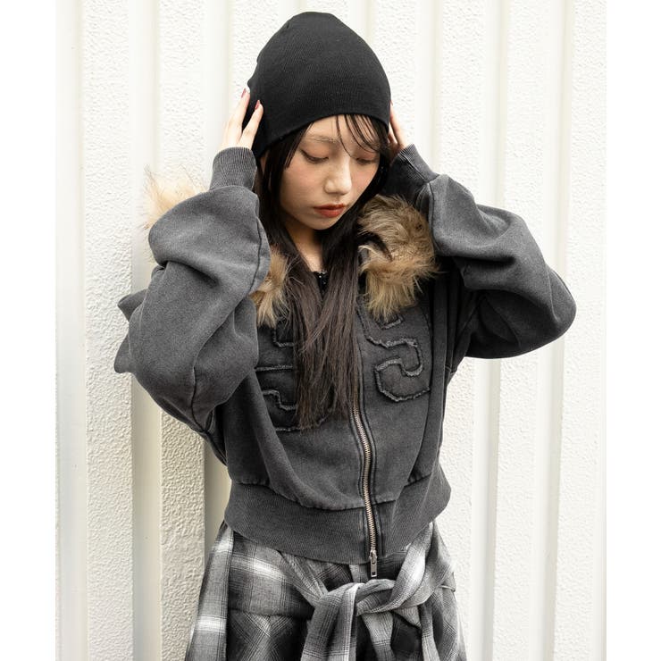 ファーフードショートZIPパーカー | WEGO【WOMEN】 | 詳細画像25 