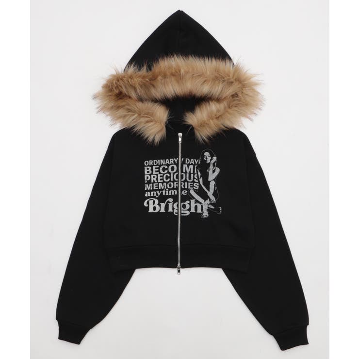 ファーフードショートZIPパーカー | WEGO【WOMEN】 | 詳細画像37 