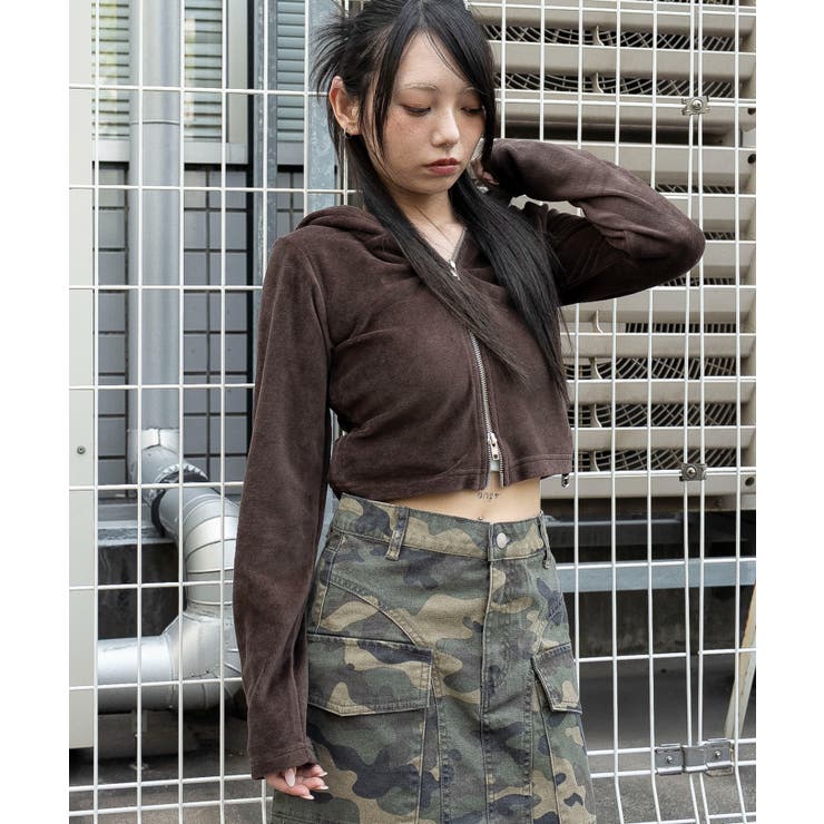 ベロアショートZIPパーカー | WEGO【WOMEN】 | 詳細画像1 