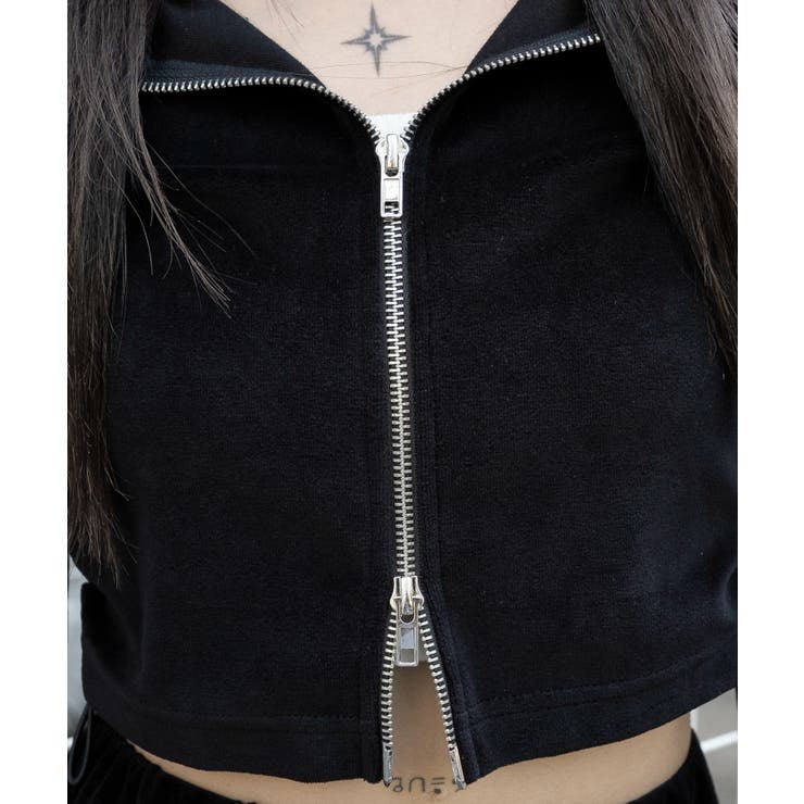ベロアショートZIPパーカー | WEGO【WOMEN】 | 詳細画像4 
