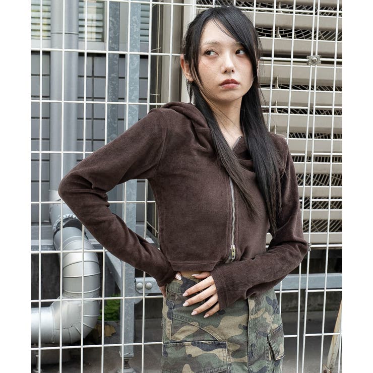 ベロアショートZIPパーカー | WEGO【WOMEN】 | 詳細画像8 