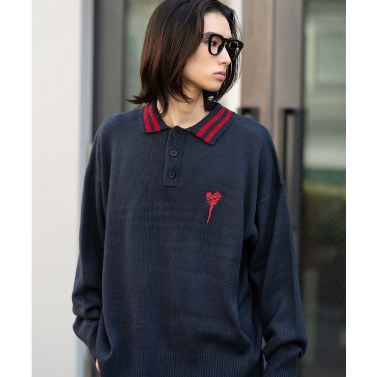 ネイビー | ラインポロニットプルオーバー | WEGO【MEN】