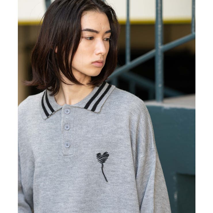 グレー | ラインポロニットプルオーバー | WEGO【MEN】