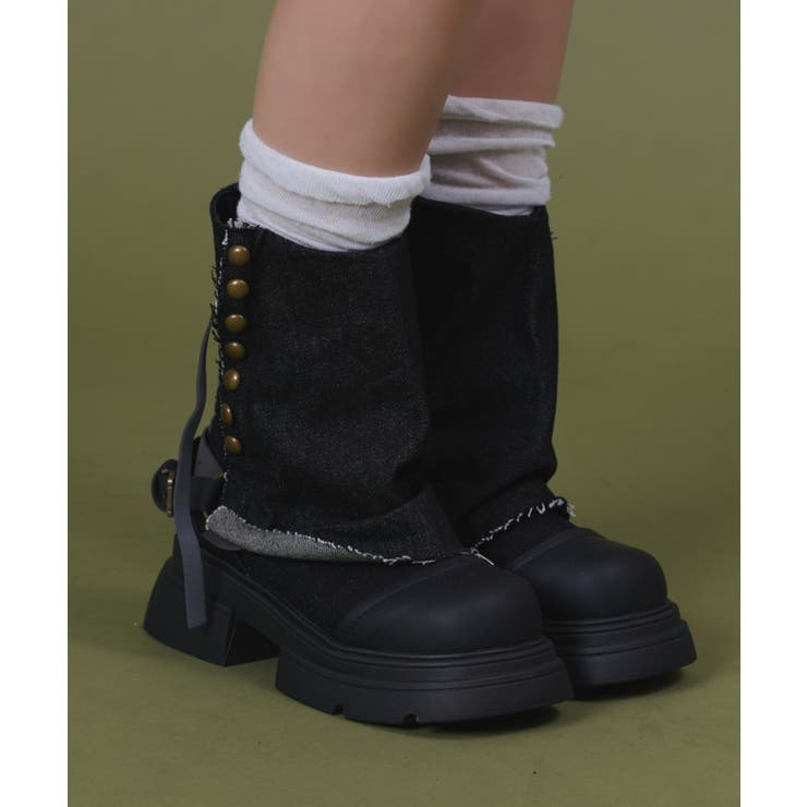 ブラック | サイドスタッズカバーブーツ | WEGO【WOMEN】