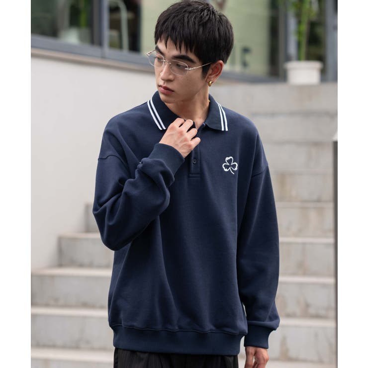 ネイビー | モチーフロゴポロスウェット | WEGO【MEN】