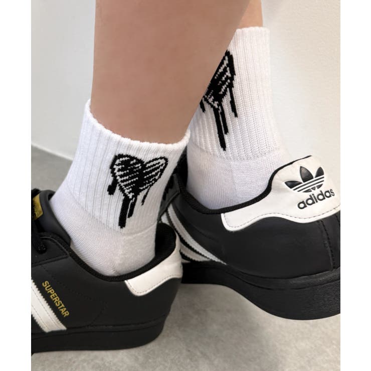 手書き風ハートハイアンクルソックス | WEGO【MEN】 | 詳細画像3 