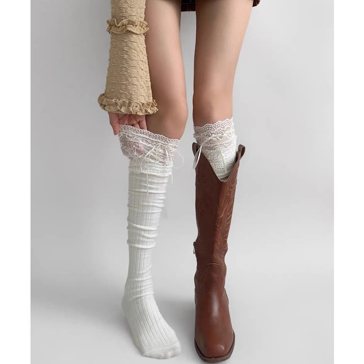 リボンレース切替ニーハイソックス | WEGO【WOMEN】 | 詳細画像2 