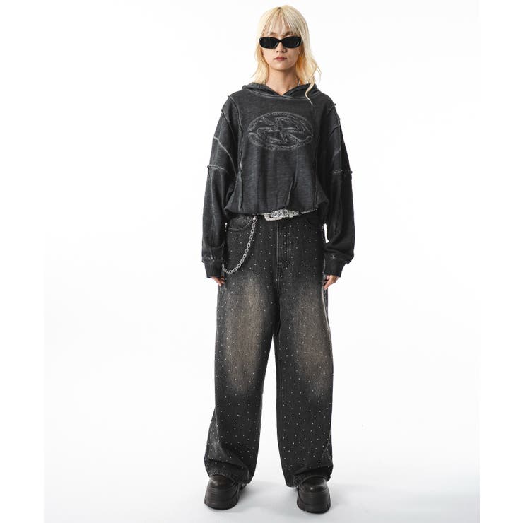 スーパーバギーラインストーンデニムパンツ | WEGO【MEN】 | 詳細画像6 