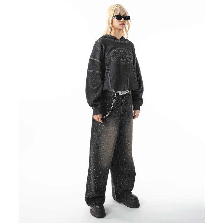 スーパーバギーラインストーンデニムパンツ | WEGO【MEN】 | 詳細画像9 